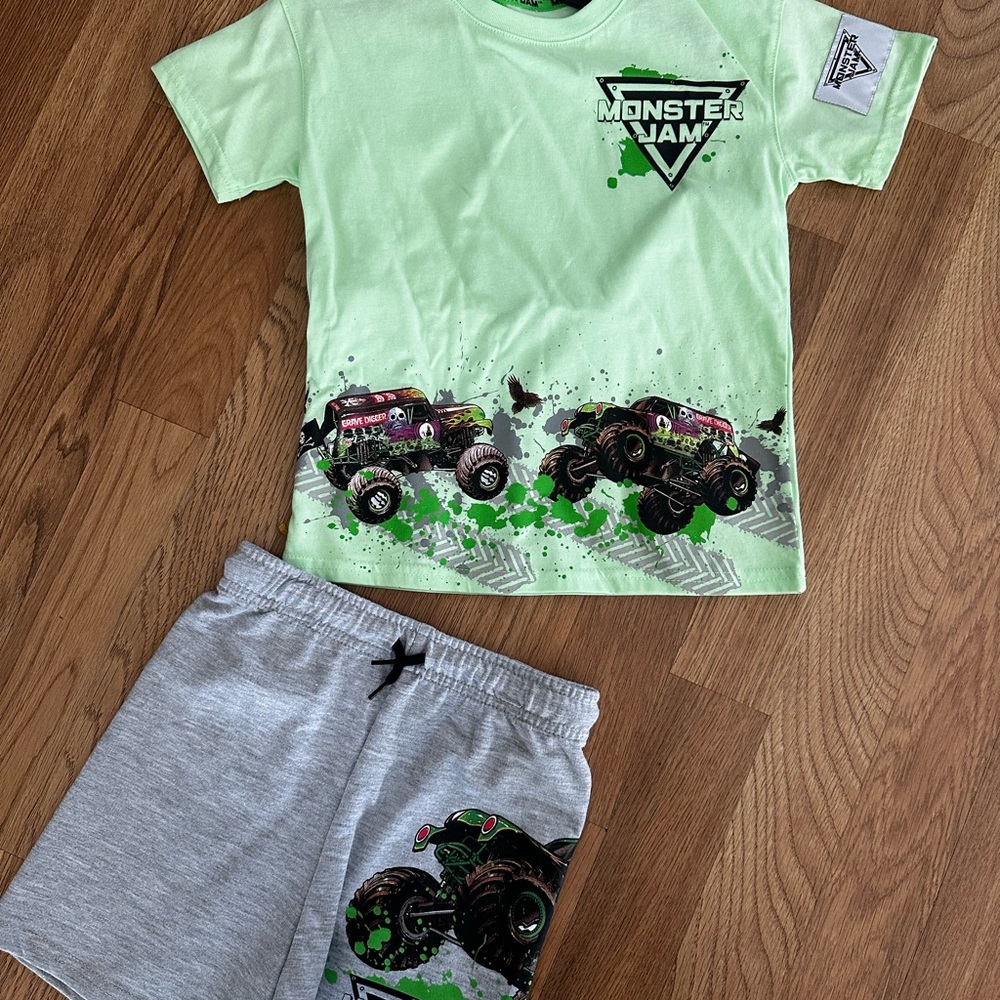Monster Jam Kids Matching Set - Green and Gray